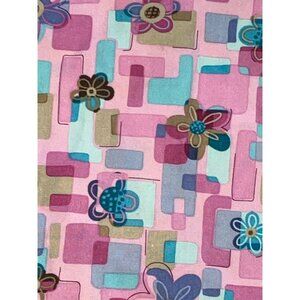 SB Scrub Top Women’s Med Pink Floral Print Nursing Medical Scrubs Uniform